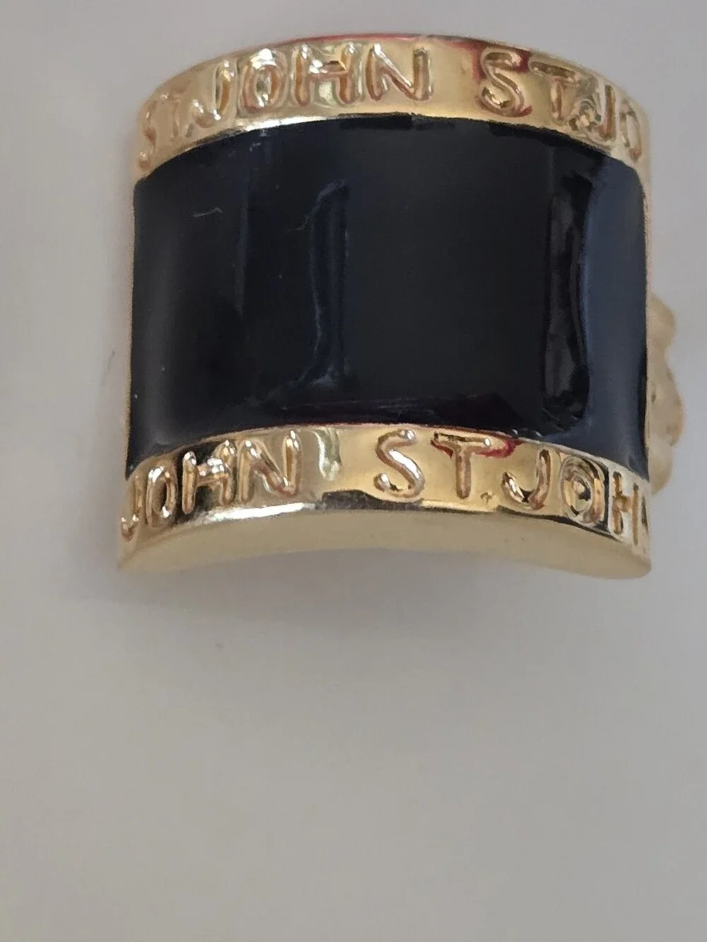 ST JOHN Gold-Tone Black Enamel Clip-On Earrings